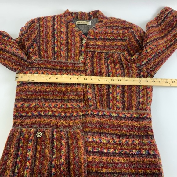 BOGO Canvasbacks Plush Knit Jacket Multi Stripe Pattern Button Shoulder Pads L - Picture 14 of 14
